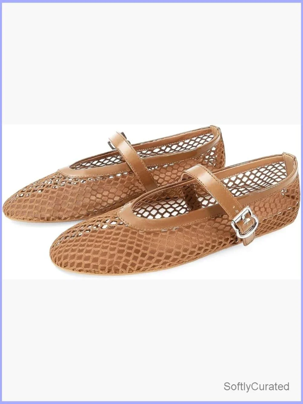 Women's Mesh Ballet Flats Fishnet Ballerina Mary Jane Shoes - Picture 1 of 7